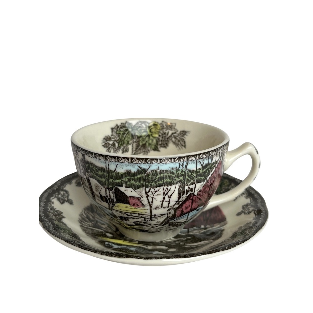 Vintage Johnson Brothers The Friendly Village Tea Cup & Saucer Set England 80s